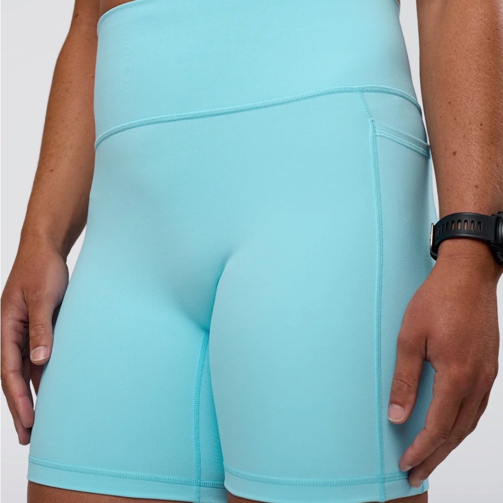 Women's Light Blue High-Rise Bike Shorts